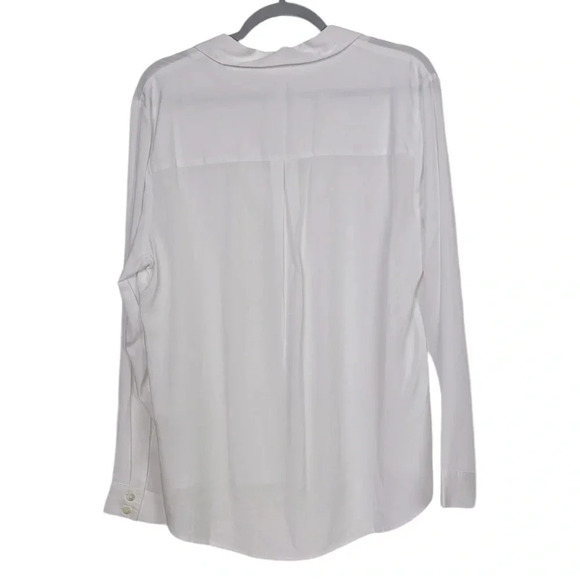 Garnet Hill Women’s 14 Collar V-Neck Long Sleeve Hi-Low White Blouse NWOT - Picture 2 of 7